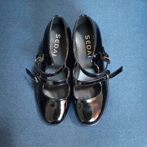 Sedai Shiny Black Mary Janes Style Platform Shoes Size Women UK Size 4